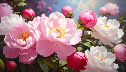 A Blossoming Array of Delicate Peonies