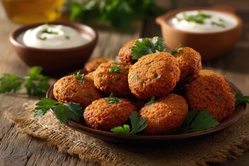 Crispy Egyptian Taameya Falafel with Tahini 
