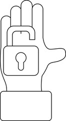 palm icon and open padlock icon with black background