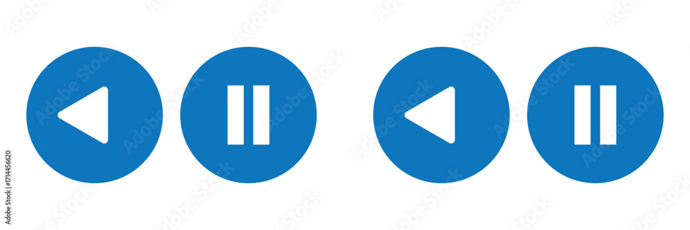 Poster media player buttons icon set, play and pause buttons sign, video audio player button symbol, vector