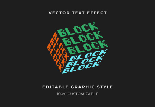 Multicolor Extruded Cube Font Text Effect