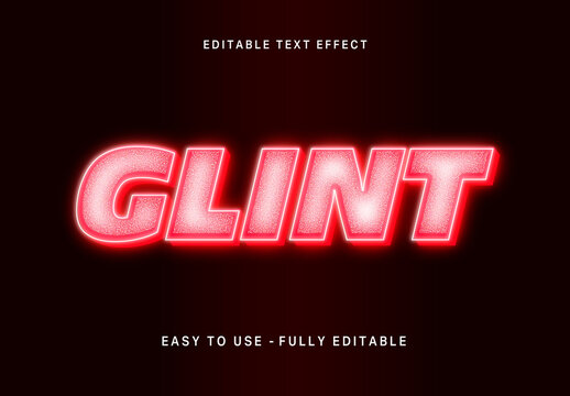 Red Neon Glow Glitter Text Effect Bold Shiny Font