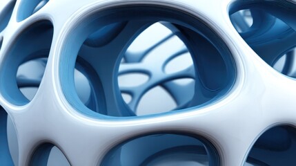 Futuristic network of blue and white interconnected spheres forming digital connectivity.