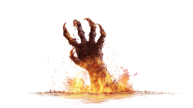 Emerging hand from water isolated on transparent background