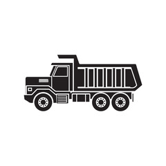 Black and White of a Dump Truck Side View