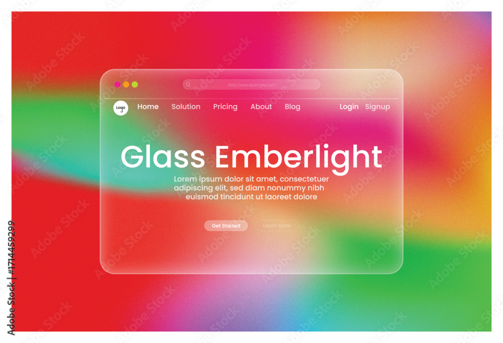 Poster vibrant glassmorphism web design emberlight concept with gradient background ui ux inspiration moder