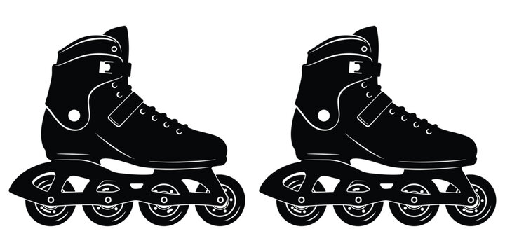 Two Black Silhouette Icons of Roller Skates Side by Side inline skates rollerblades