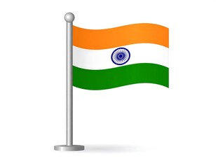 Illustration of an Indian flag on a metal flagpole