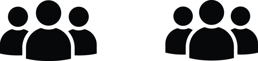 Two Groups of Black Silhouette Icons Representing People symbol