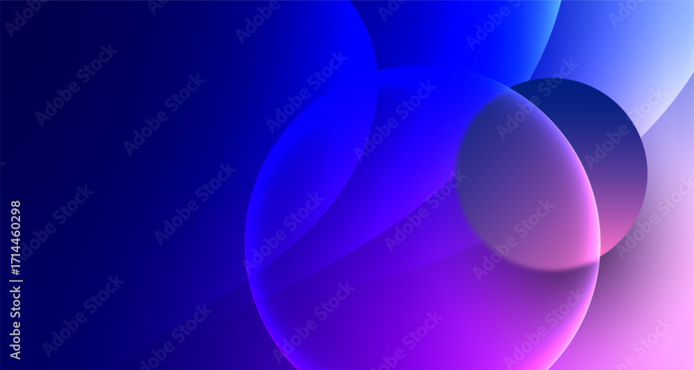Poster gradient abstract background with glowing 3d glass spheres. vector illustration.