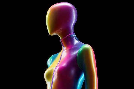 Abstract Figure in vibrant, textured gradients standing out against a stark black backdrop. Striking & Modern aesthetic.