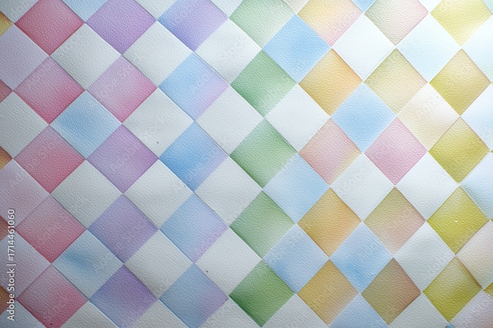 Poster japanese washi texture featuring a modern pastel checkered design with a lattice pattern background