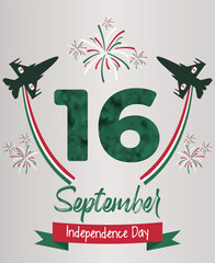 16 September Mexico Independence Day Typography Design with Patriotic Elements