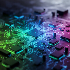 Obraz premium Colorful Circuit Board - A High-Tech Electronic System.