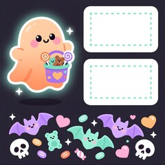 Halloween Giveaway Carousel Template – Cute Ghost and Bat Pastel Design