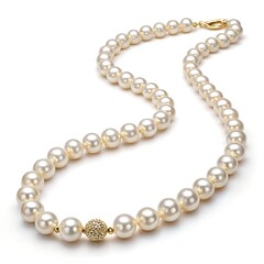 Obraz premium Luxury fashion accessory: an elegant string of luminous white pearls on a simple background