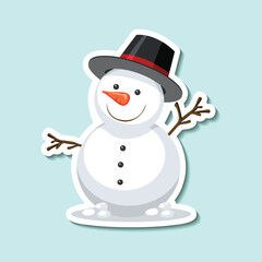 Cute Snowman with Hat and Carrot Nose Cartoon Illustration
