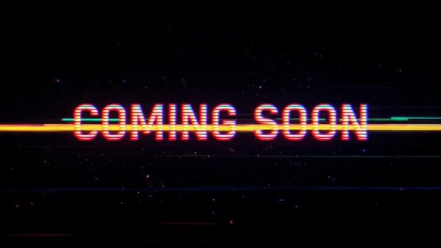Dynamic Coming Soon Animation with Glitch Effects and Colorful Distortions, Retro Design
