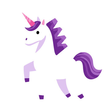 unicorn, cute unicorn, white unicorn, purple mane unicorn, pink horn unicorn, magical unicorn, fantasy animal, fairytale creature, mythical animal, whimsical unicorn, playful unicorn, enchanted unicor