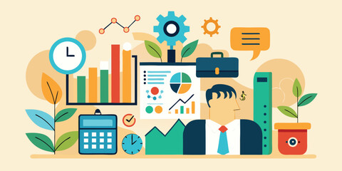 Corporate finance flat design with beige backdrop
