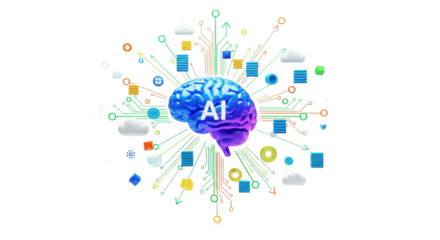 Artificial intelligence brain concept illustration for technological advancement