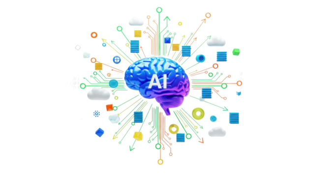 Artificial intelligence brain concept illustration for technological advancement