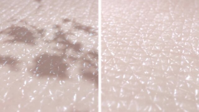 Melasma before and after treatment. 3D rendering animation showing reduce skin pigmentation after laser therapy, microneedling, chemical peels, or topical creams with Tranexamic acid, or Niacinamide