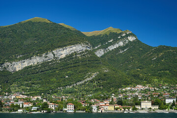 View of the mountains surrounding Lake Como from the ferry to Bellagio.