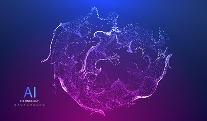 Particles splash circle vector in ai technology style.