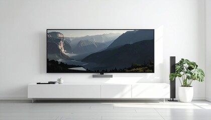 Fototapeta premium flat-screen TV with black screen, copy space area