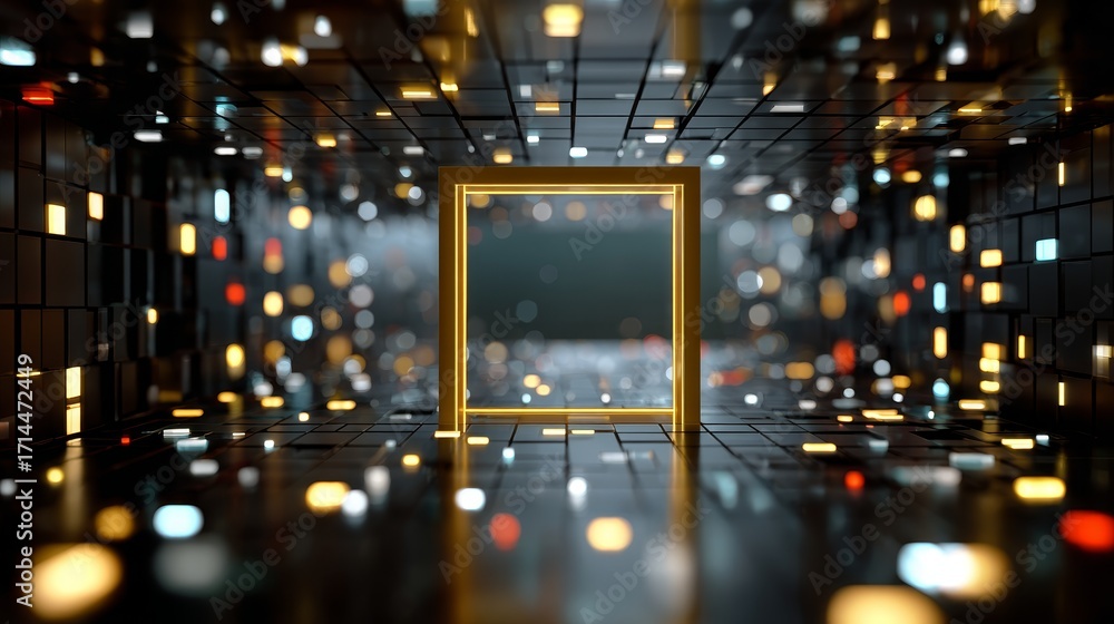 Poster Digital network connection through abstract background with glowing circuit grid futuristic technology environment