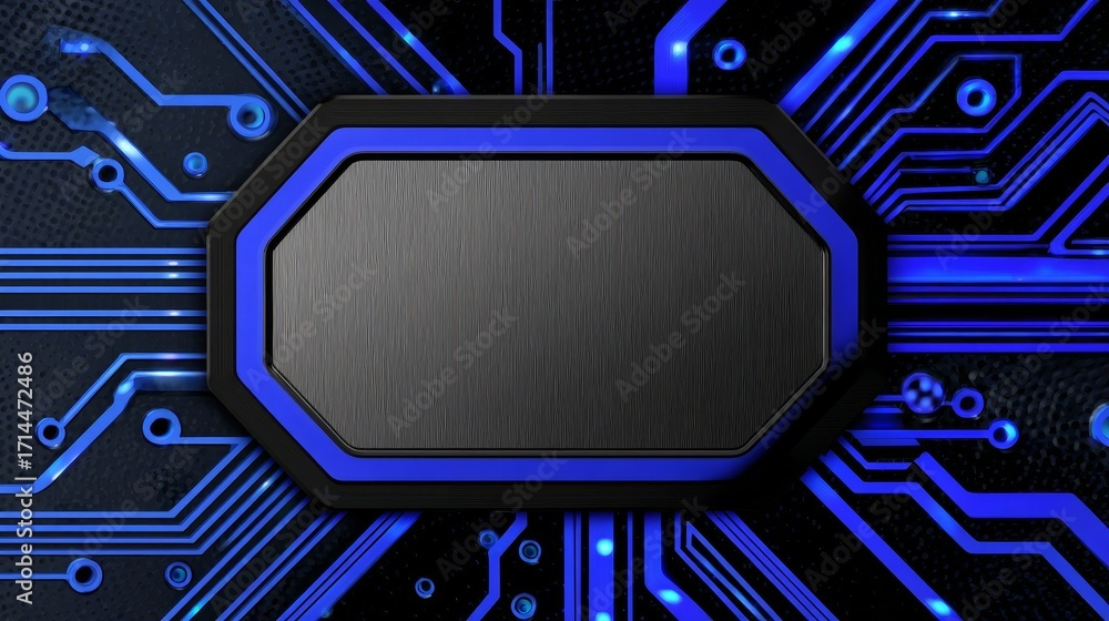 Poster digital network connection in abstract circuit grid background with glow effects futuristic technolo