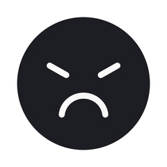 怒った顔のシンプルなアイコン（顔部分黒塗り・白線版）