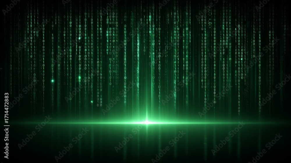Poster digital network connect abstract background with glow effect in futuristic data matrix environment