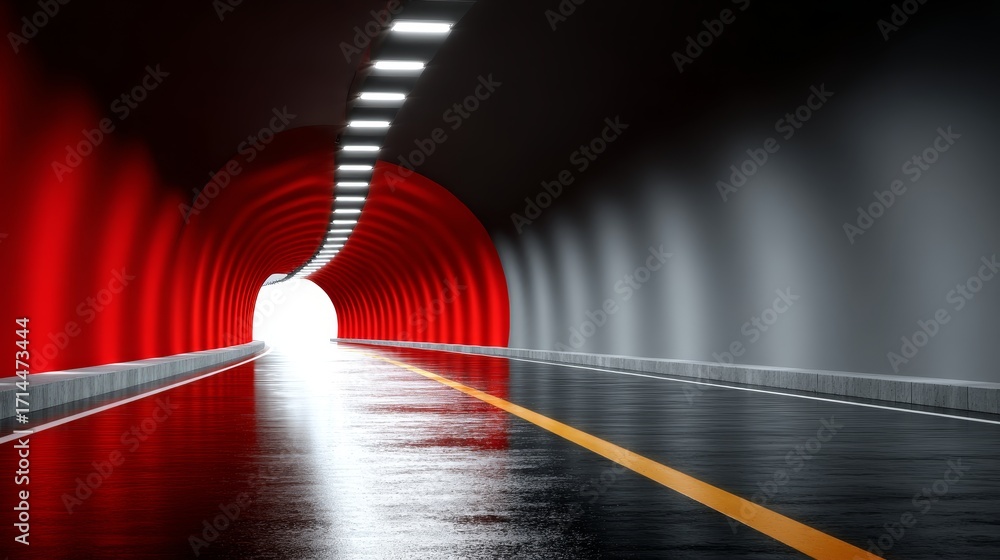 Aufkleber futuristic neon ai tunnel perspective digital network abstract background luminous glow environment