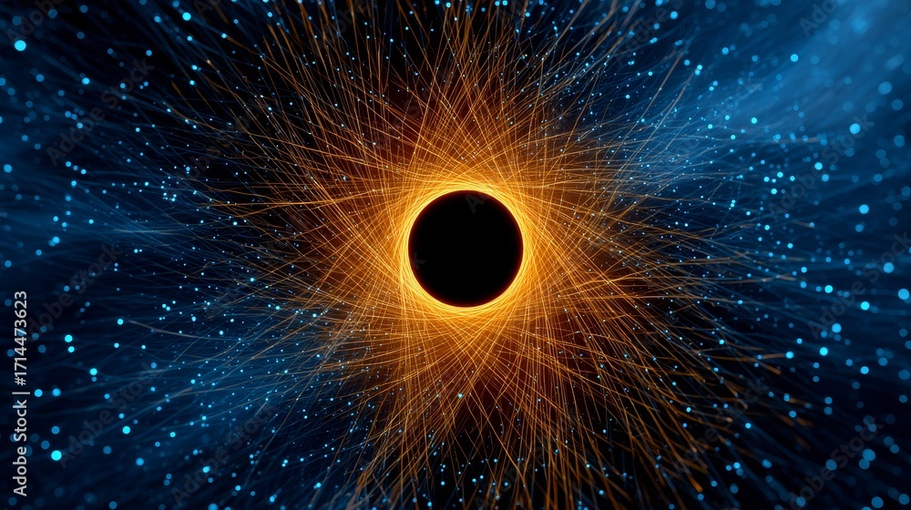 Aufkleber abstract digital network connecting glowing ai light rings neural nodes background technology enviro
