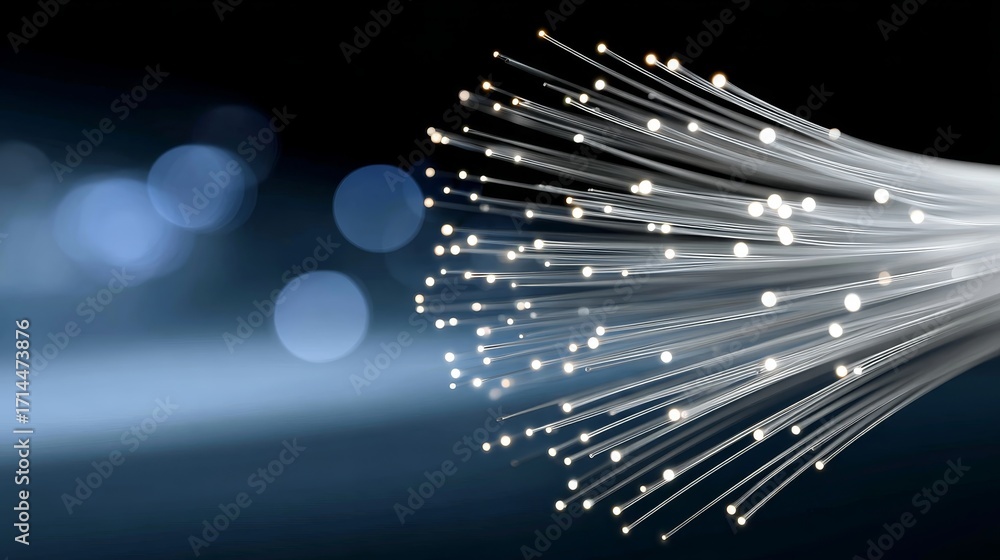 Poster digital network connection abstract background with glowing fiber optics technology scene high-resol