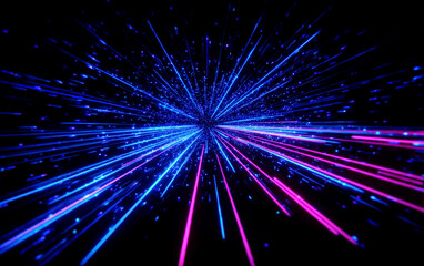 Fototapeta premium Vibrant Blue and Pink Light Rays Emanating in All Directions