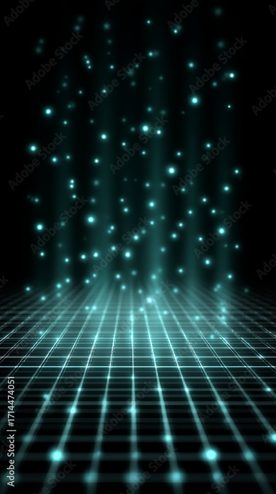 Aufkleber digital network connect abstract holographic ai data grid background with glow effect