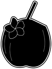 coconut illustration water silhouette summer logo drink icon tropical outline nature beverage palm exotic sea sand food travel beach shape tropic vector graphic background