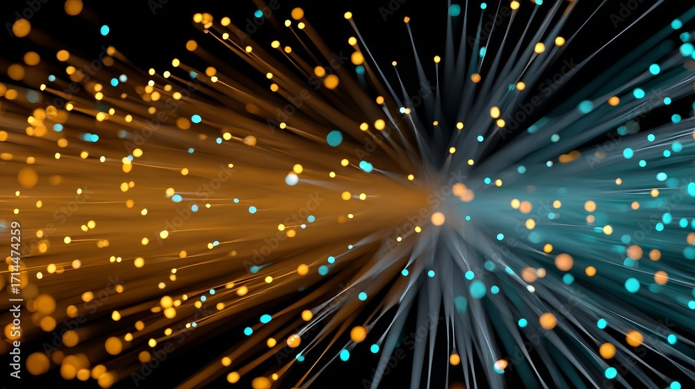 Aufkleber dynamic network connections abstract digital background fiber glow visuals high-resolution technolog