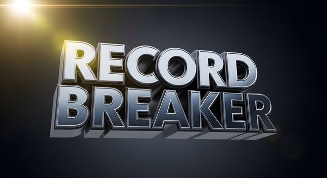 record breaker 3d text with spotlight effect