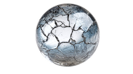Cracked glass sphere isolated on transparent background