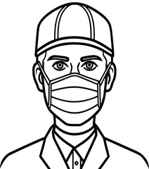 Funny cartoon sketch of masked and helmeted characters for Halloween design