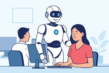 Fototapeta premium robot assisting human
