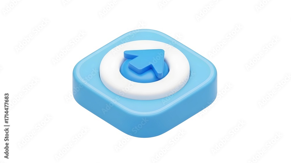 Wall mural blue arrow icon 3d render graphic design element for ui ux design and web development interface appl