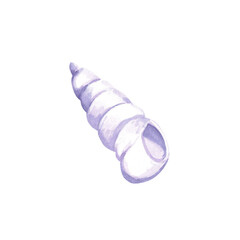 A fabulous purple cone-shaped shell. Isolated watercolor illustration of underwater creatures for children's prints, clothing, and interior design for themed parties and children's rooms.