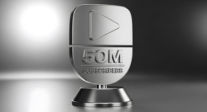 silver youtube 50 million subscriber play button award - Powered by Adobe