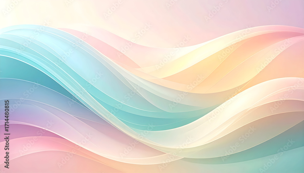 Poster soft pastel colored abstract background with flowing waves and gentle gradients