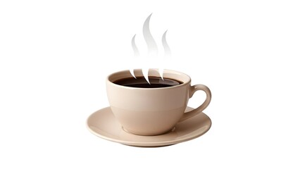 Fototapeta premium Freshly brewed coffee cup steaming hot drink isolated on white background morning caffeine boost aroma 100 on transparent background